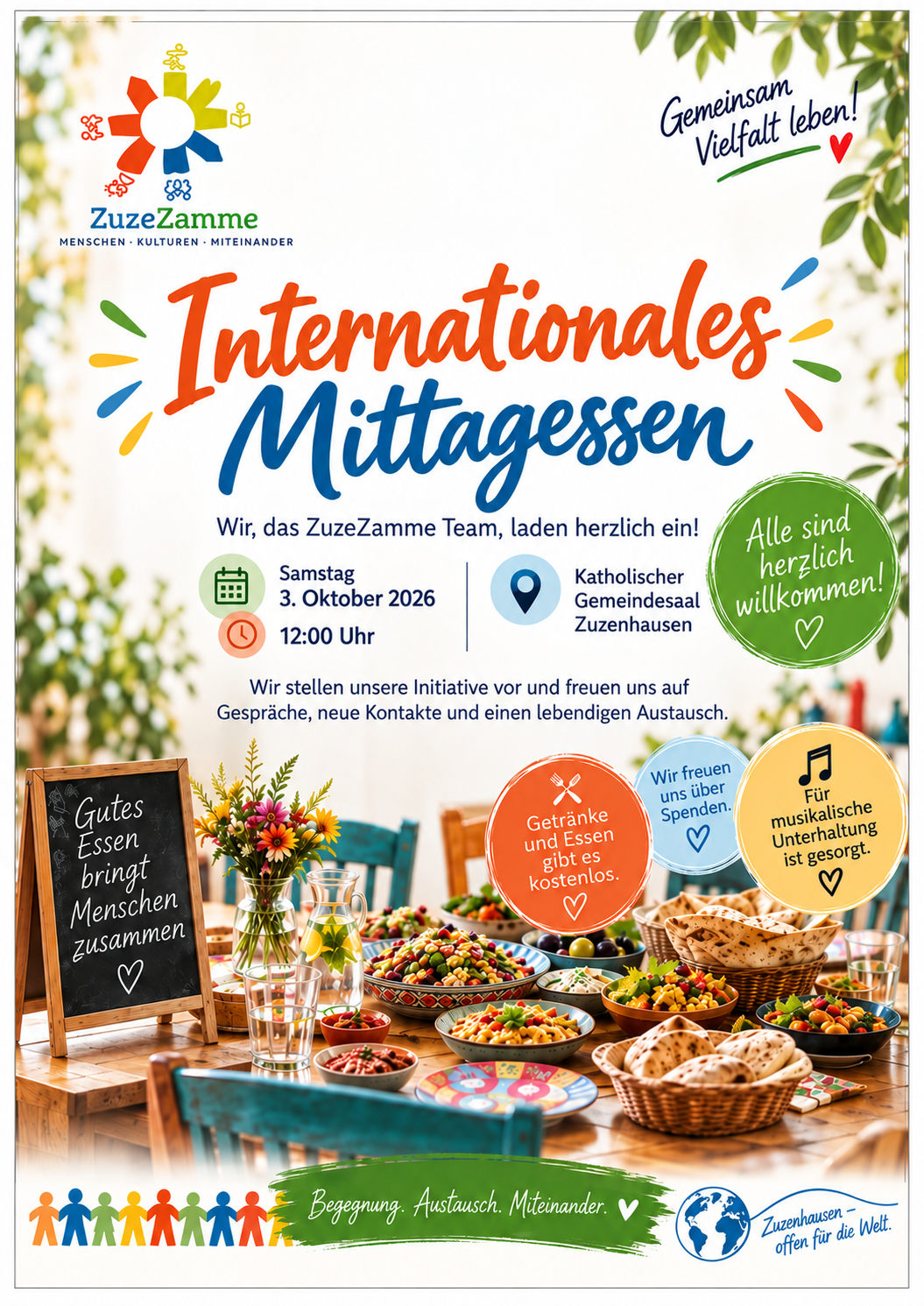 Flyer: Internationales Mittagessen am 3. Oktober 2026